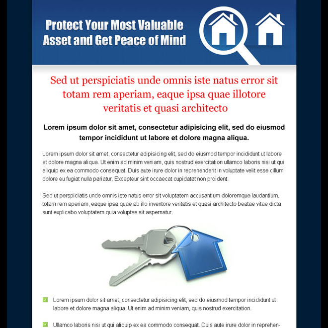 long and simple home insurance lead capture sales page design to increase your lead capture