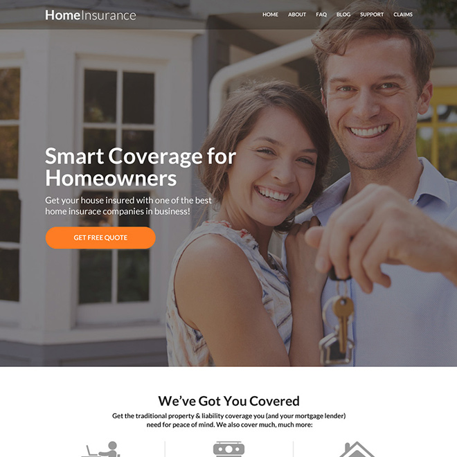 responsive homeowners insurance website design Home Insurance example