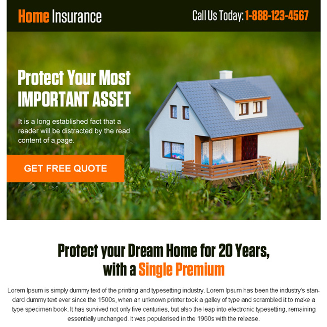 home insurance free quote converting ppv landing page Home Insurance example