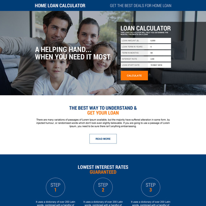 responsive home loan calculator landing page