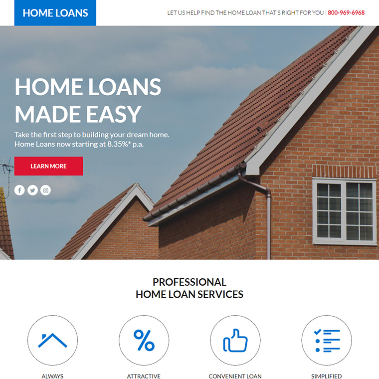home loan service lead funnel design Home Loan example