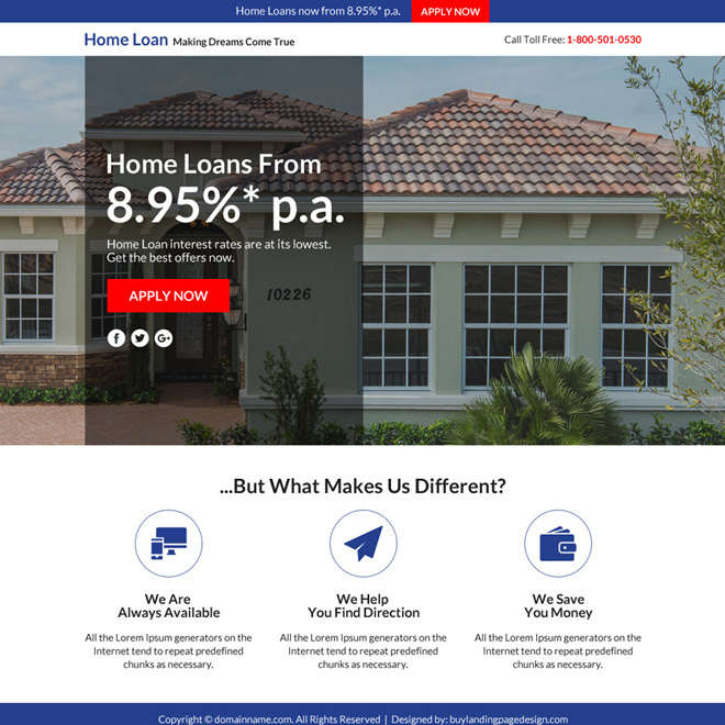 home loan marketing sales funnel responsive landing page Home Loan example