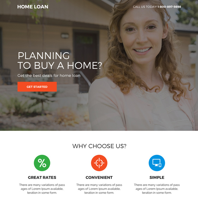 home loan responsive mini landing page design Home Loan example