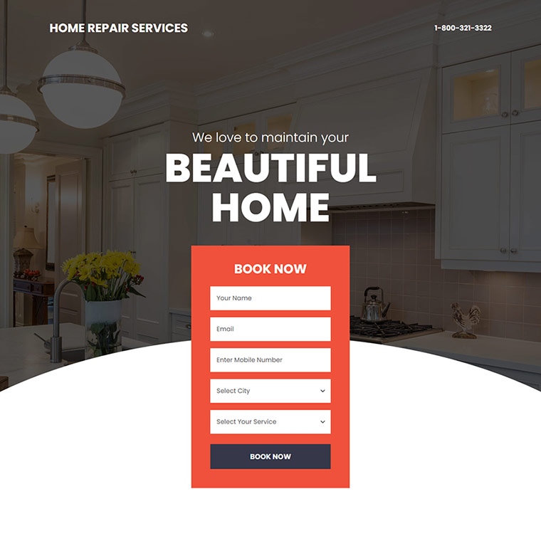 quality home repair service responsive landing page Home Improvement example