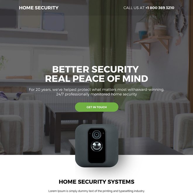 home security systems bootstrap landing page design Security example