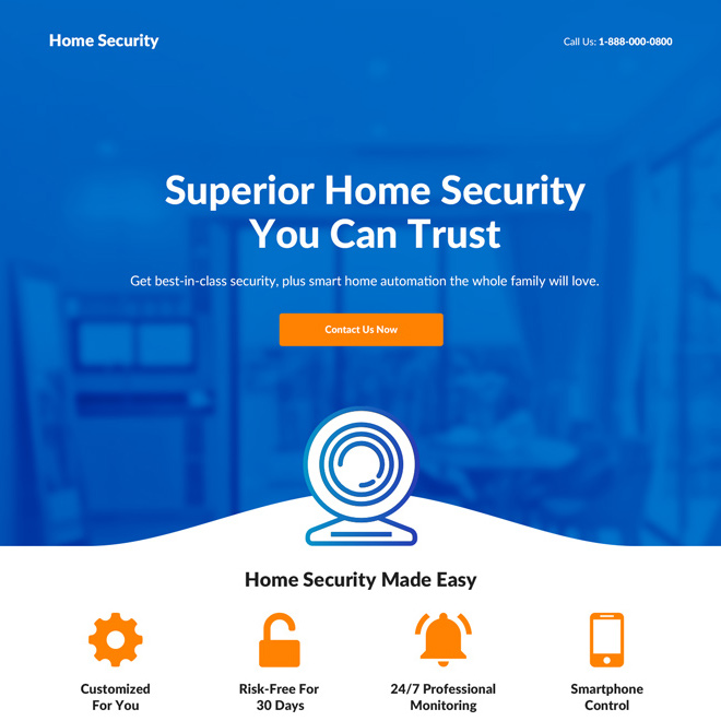 home security system lead capture responsive landing page