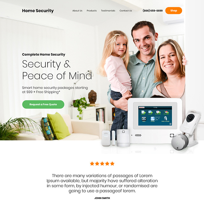 home security products responsive website design Security example