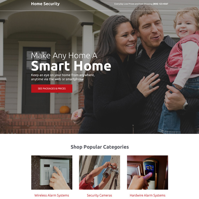 home security solution responsive landing page design