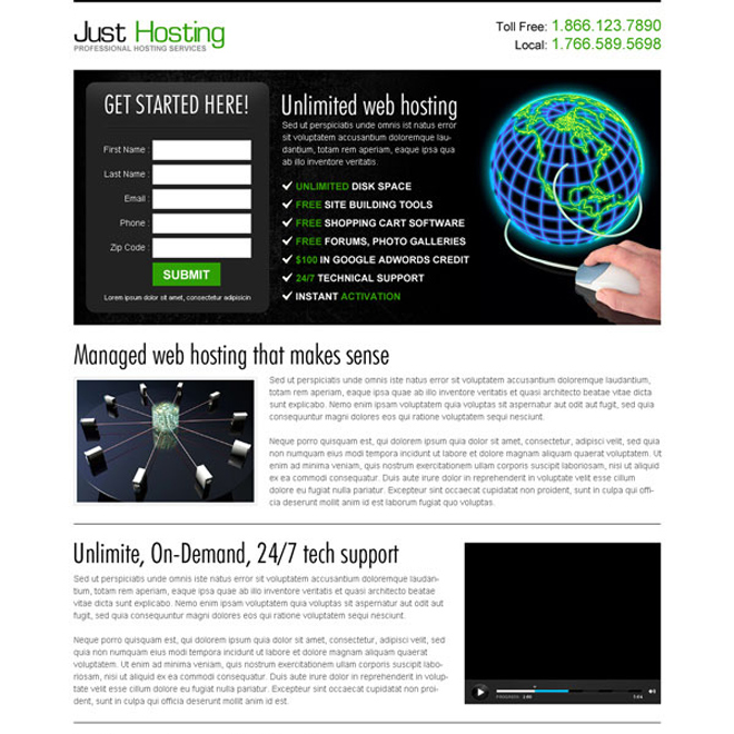 unlimited web hosting free lead capture effective lander design Web Hosting example