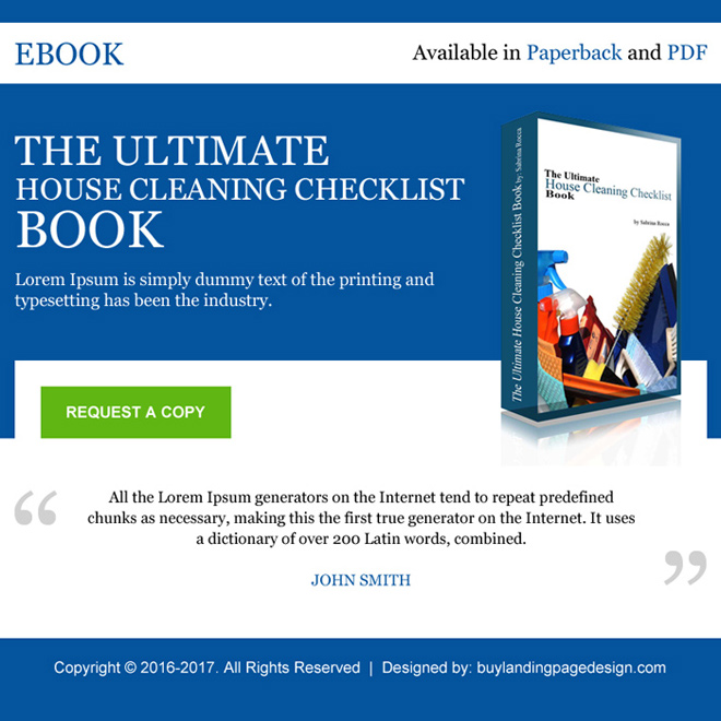 house cleaning ebook selling ppv landing page design