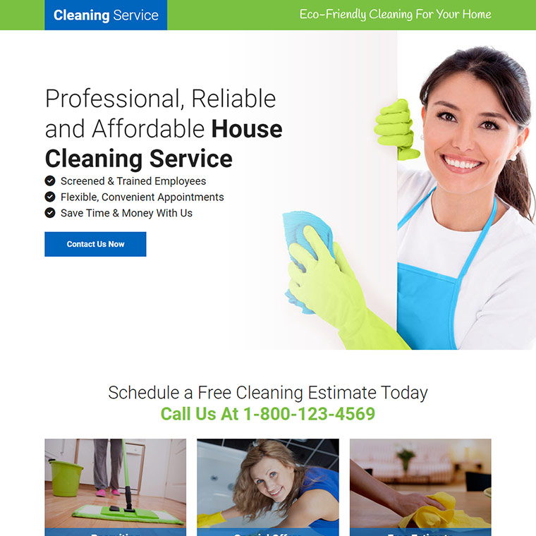 affordable house cleaning service lead capture landing page