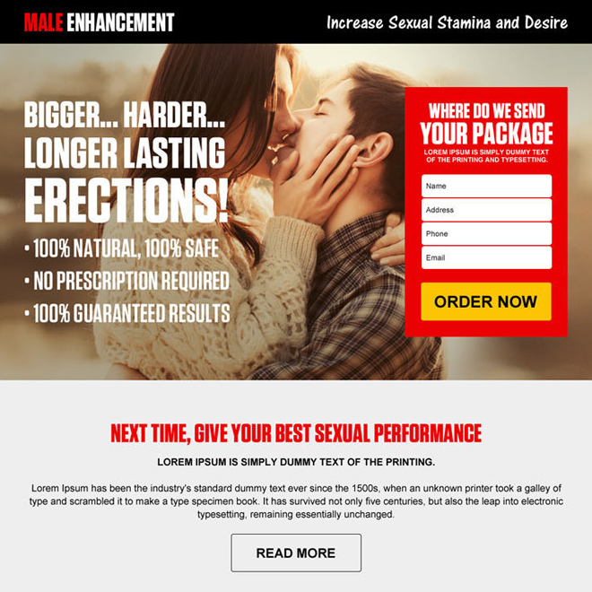 increase sexual stamina and desires responsive landing page Male Enhancement example