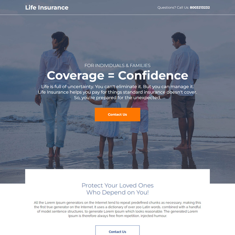 affordable life insurance plan responsive landing page Life Insurance example