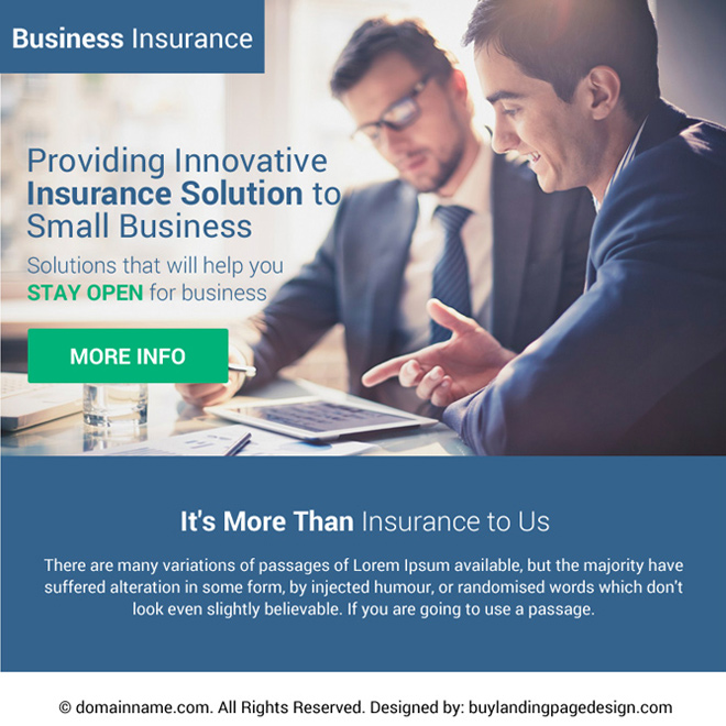 innovative business insurance ppv landing page design Business Insurance example