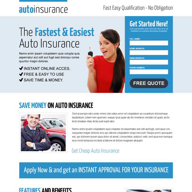 auto insurance lead capture landing page design to boost your leads ...