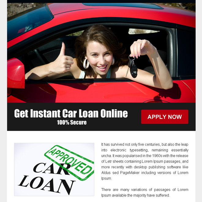 Instant car loan online call to action ppv landing page design Auto Finance example