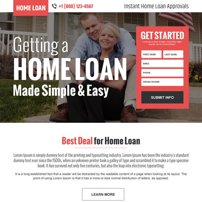 instant home loan approval responsive landing page design Home Loan example