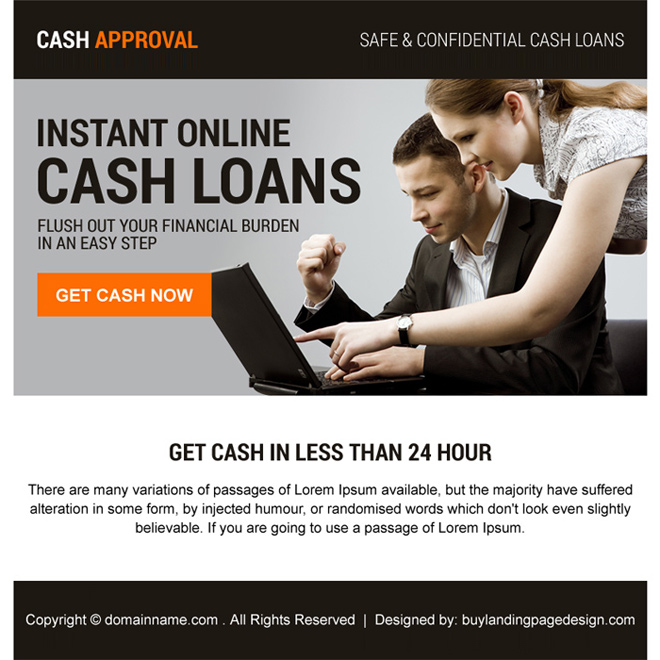 instant online cash loan call to action ppv landing page