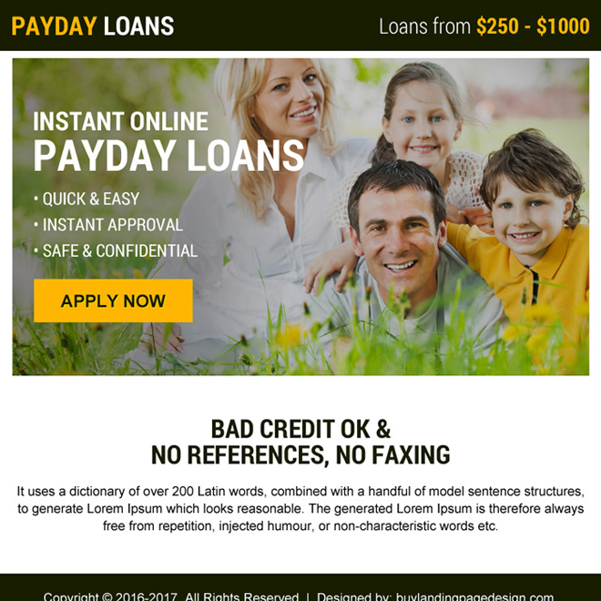 instant online payday loans minimal ppv landing page design Payday Loan example