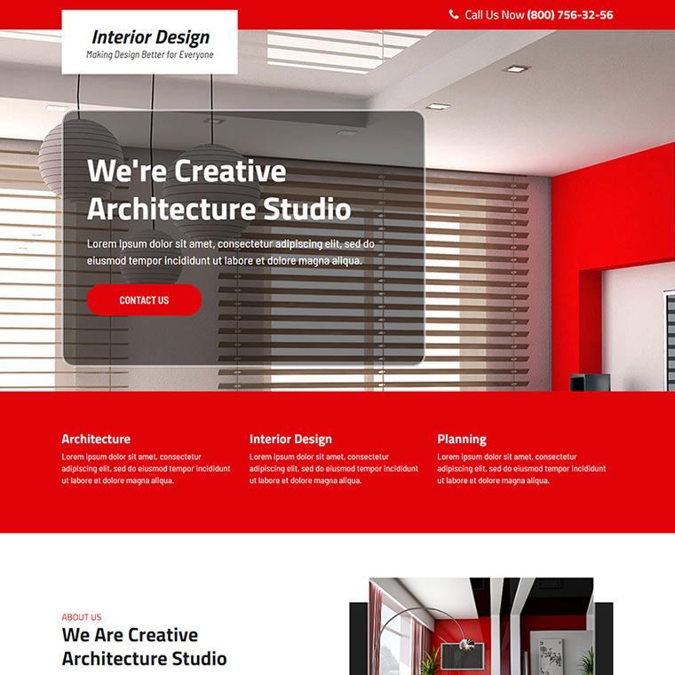 interior design solutions free online consultation landing page Business example