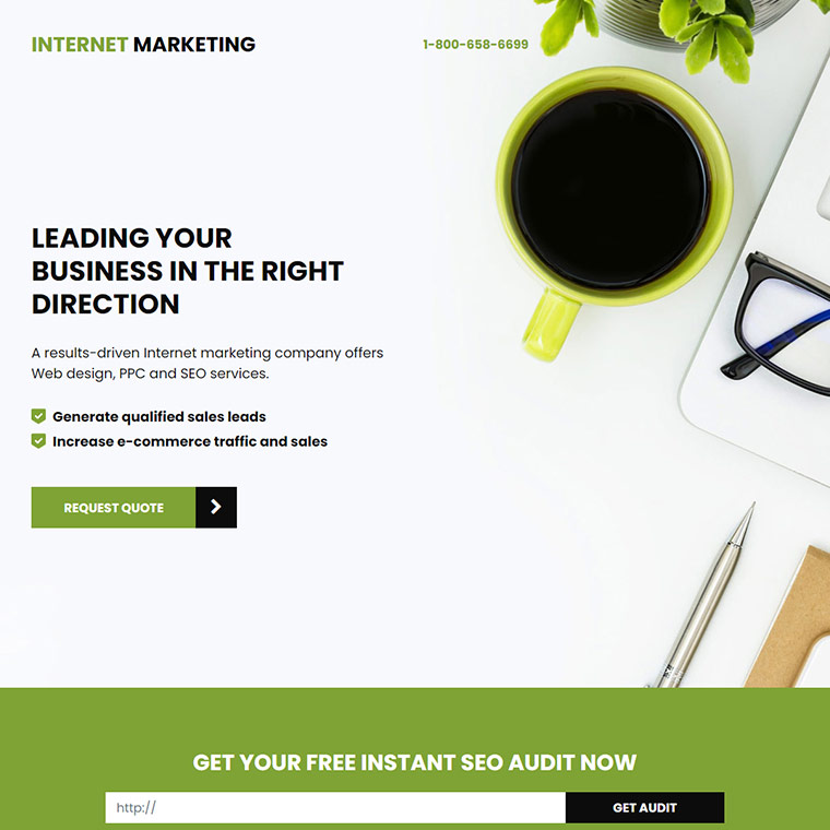 internet marketing company responsive landing page Marketing example