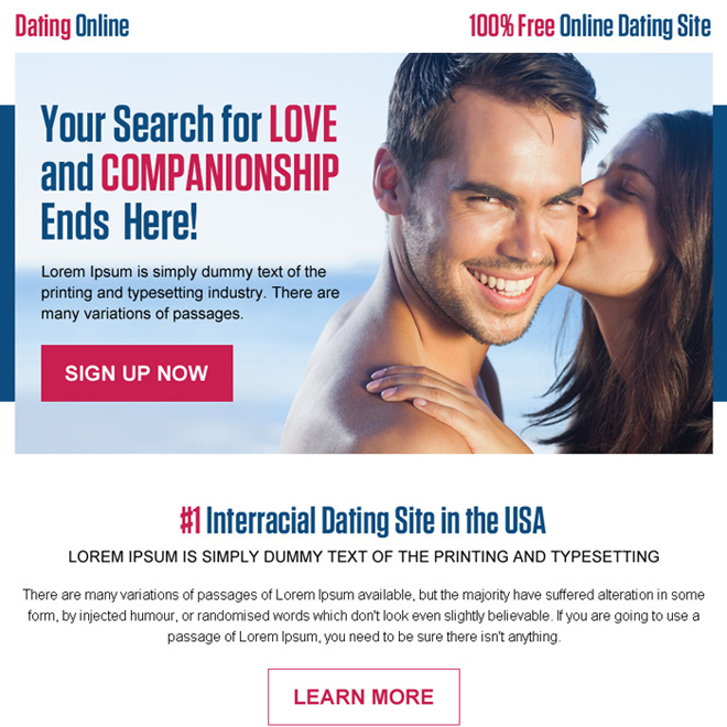 love and companionship dating ppv landing page design