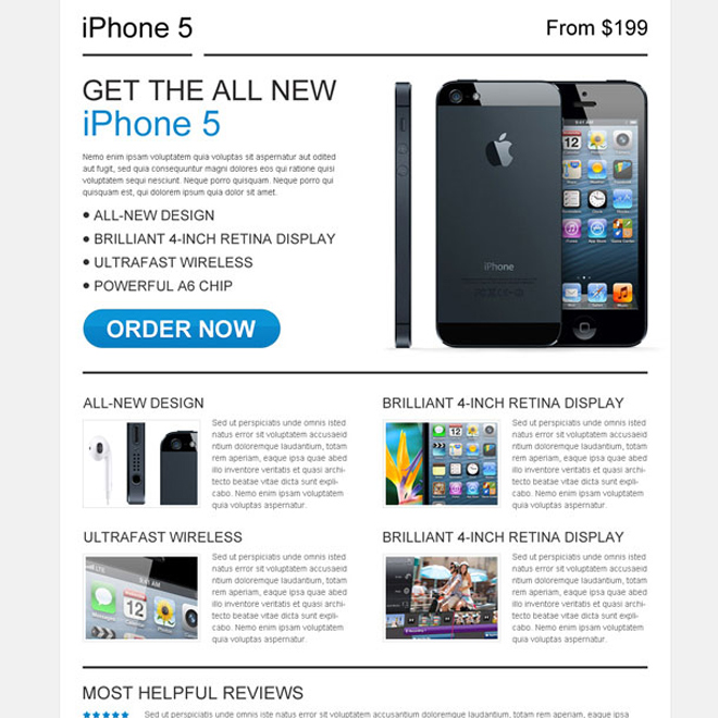 Iphone5 review call to action landing page design Review Type example