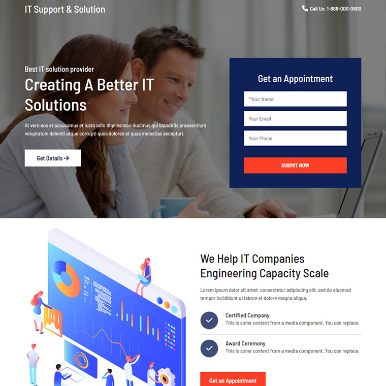 IT solution provider lead capture landing page