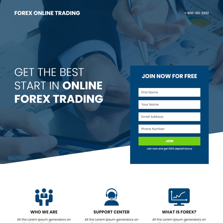 online forex trading lead capture landing page