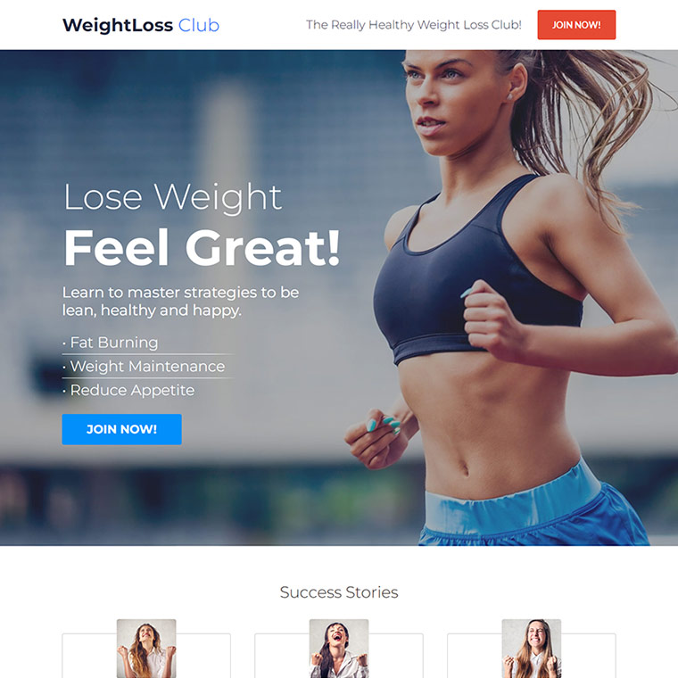 weight loss club responsive landing page design Weight Loss example