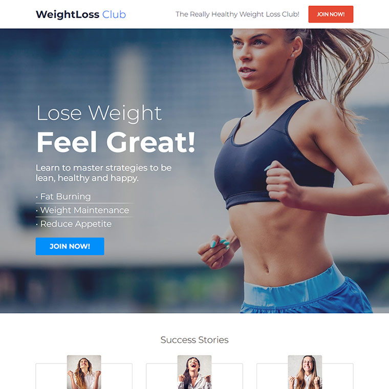 weight loss club responsive landing page design