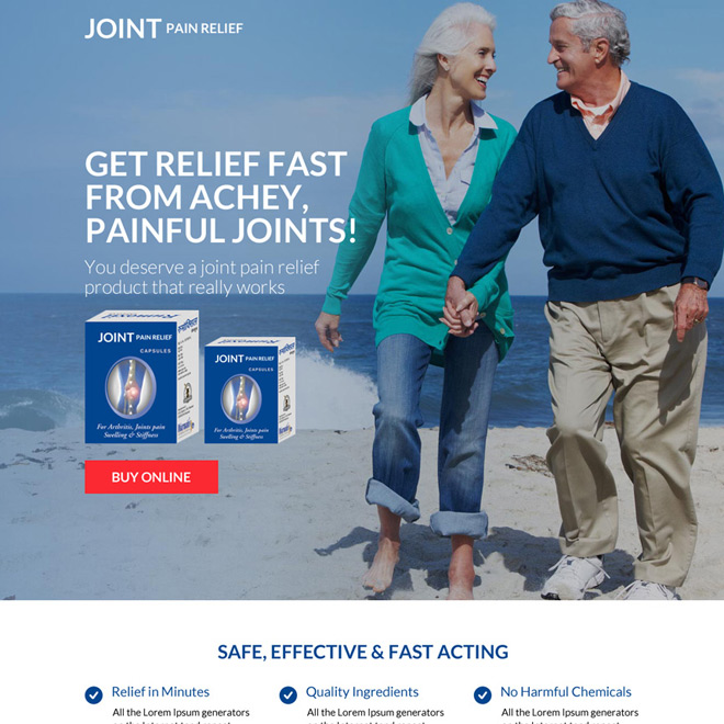 joint pain relief product selling responsive landing page Pain Relief example