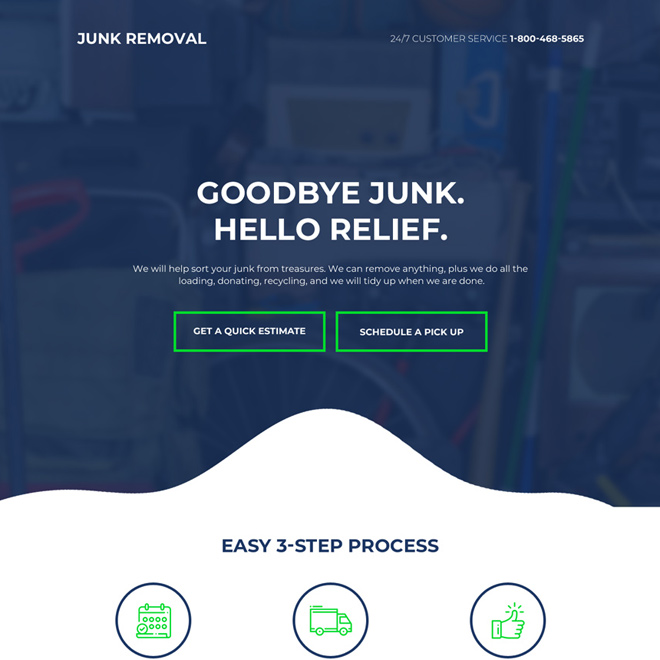 junk removal service bootstrap landing page design Cleaning Services example