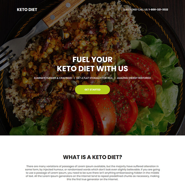 keto diet responsive landing page design