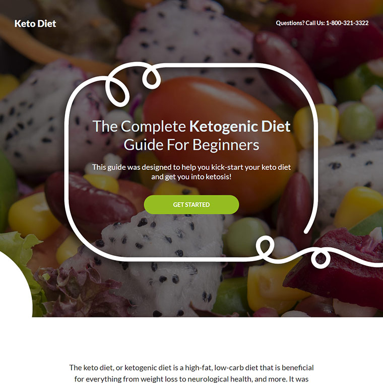 keto diet guide weight loss responsive landing page design