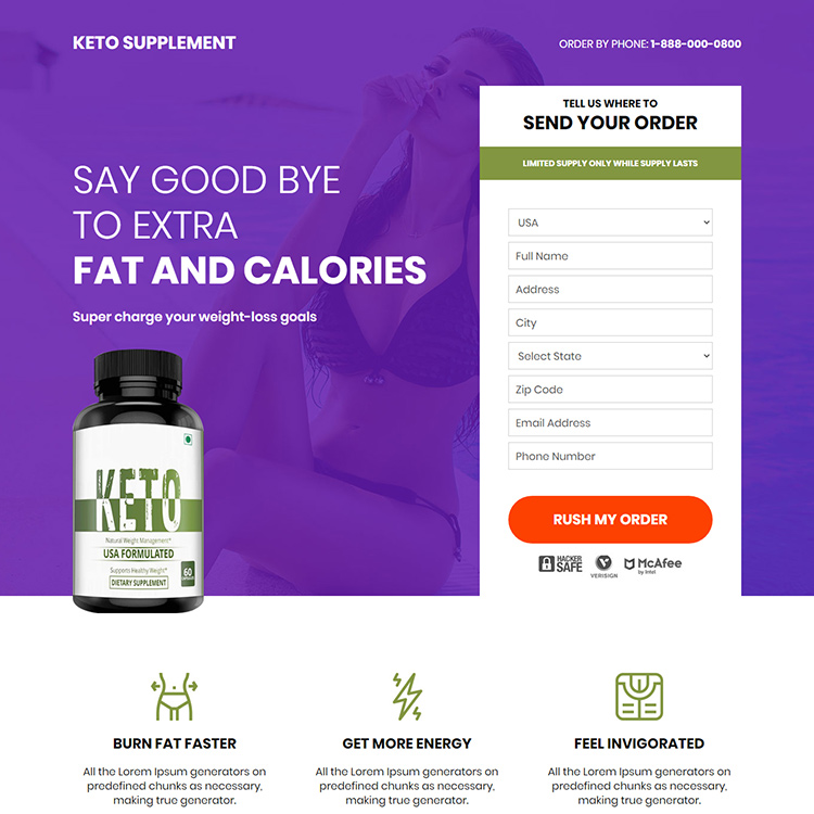 keto supplement responsive weight loss landing page