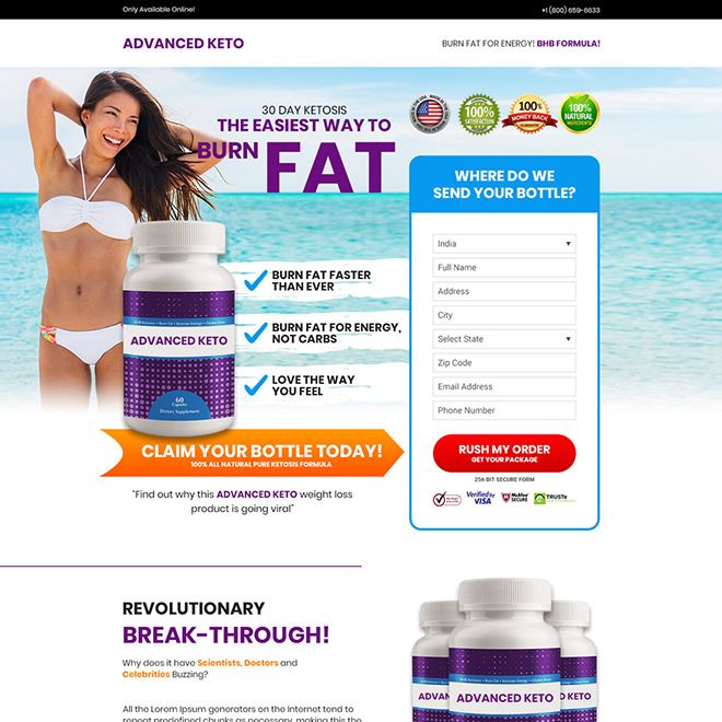 keto weight loss supplement selling bootstrap landing page design