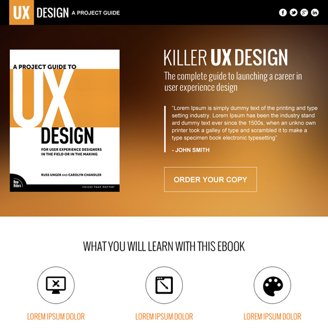 responsive e-book selling landing page design Ebook example