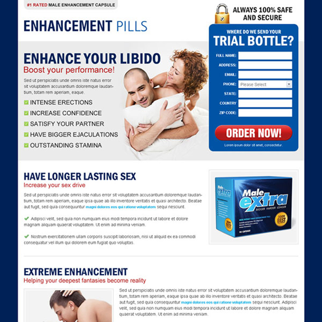 male enhancement pills landing page design template