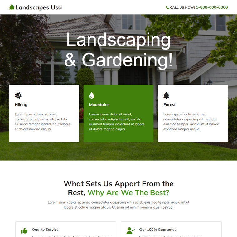 landscaping and gardening lead capture responsive landing page Home Improvement example