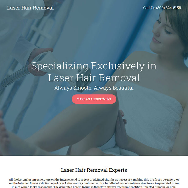 laser hair removal online appointment landing page Hair Removal example