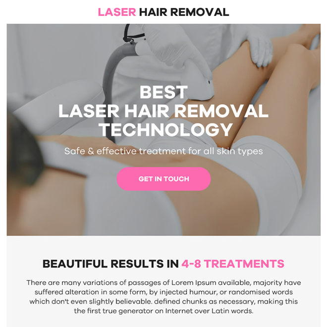 laser hair removal service ppv landing page design