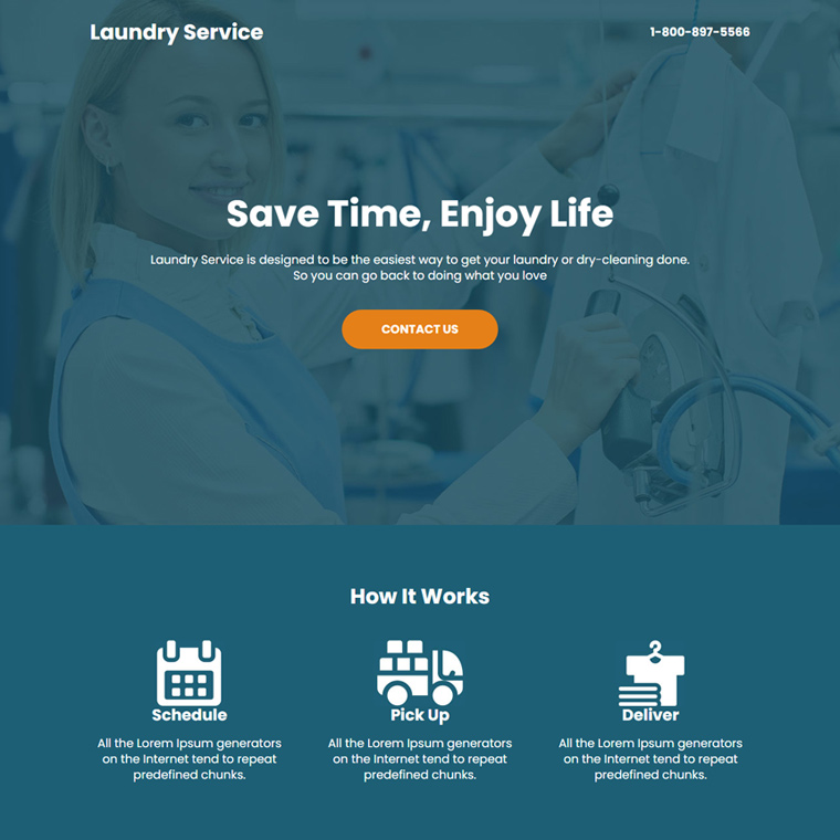 laundry service lead capture landing page design Cleaning Services example