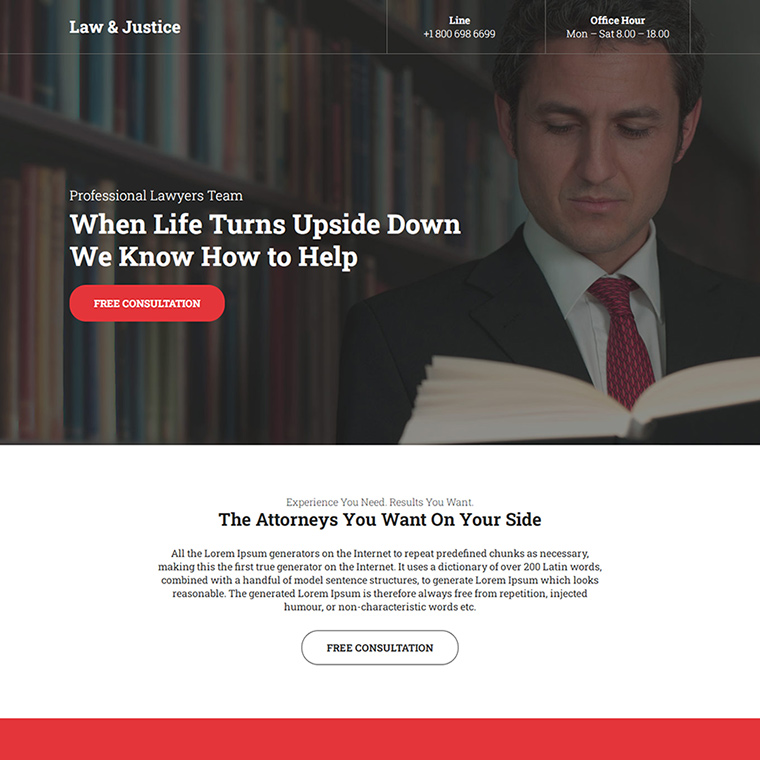 law firm free case evaluation responsive landing page