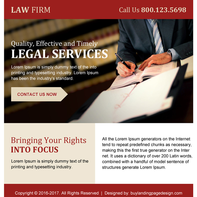 law firm ppv landing page design for legal services