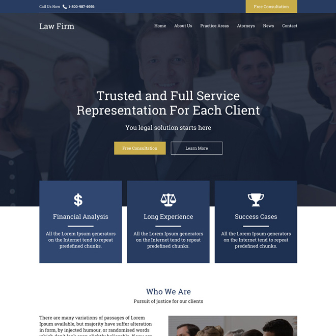 professional law firm free consultation responsive website design