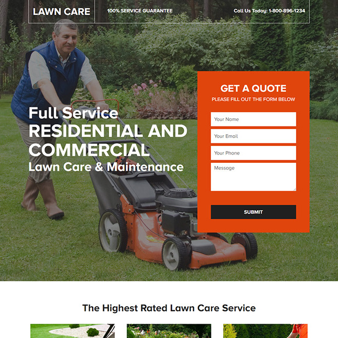 lawn care and maintenance lead capture landing page Cleaning Services example
