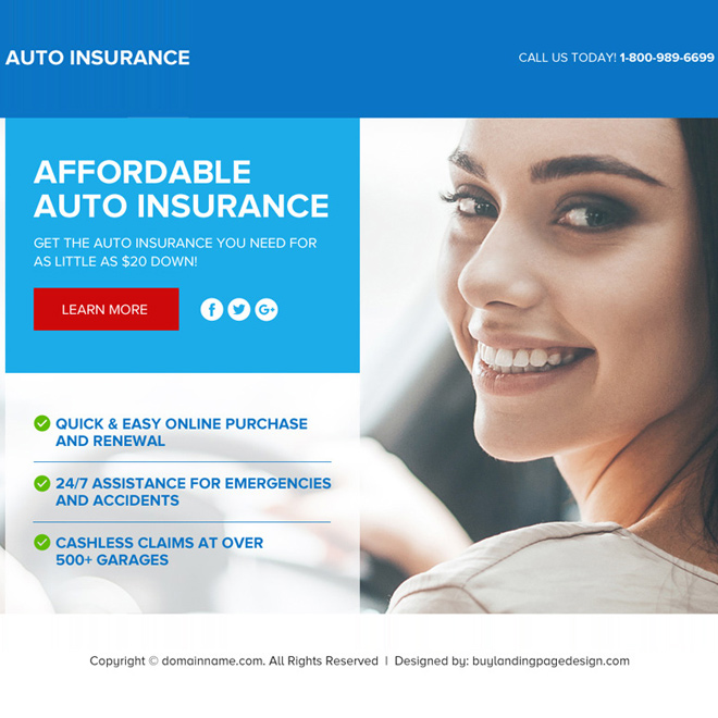 auto insurance responsive lead funnel landing page design Auto Insurance example