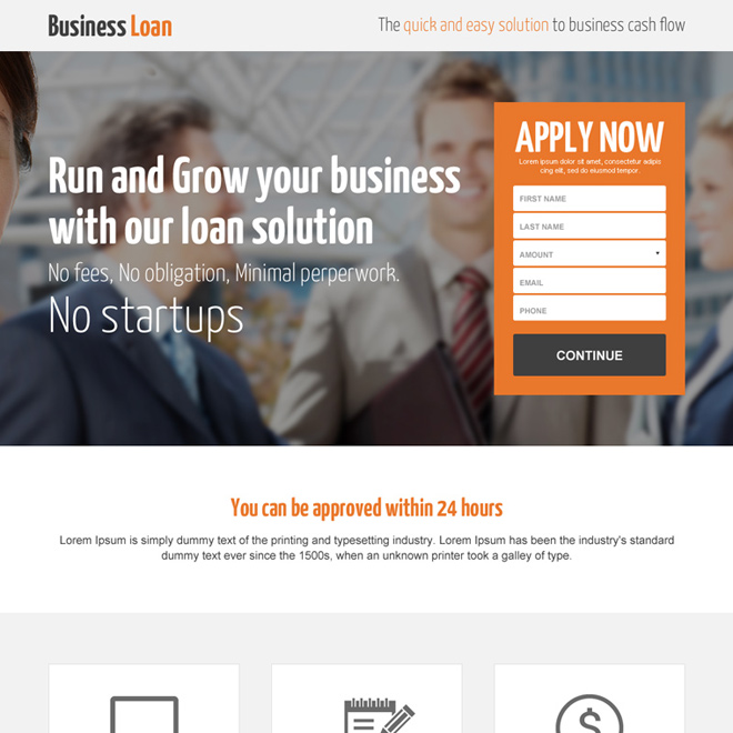 responsive lead generating business loan landing page design