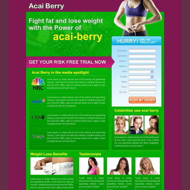 lead generating creative weight loss landing page design for sale